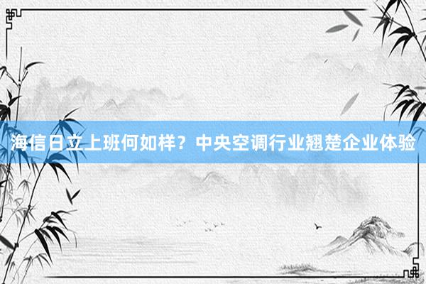 海信日立上班何如样？中央空调行业翘楚企业体验