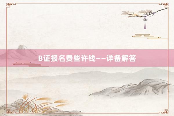 B证报名费些许钱——详备解答